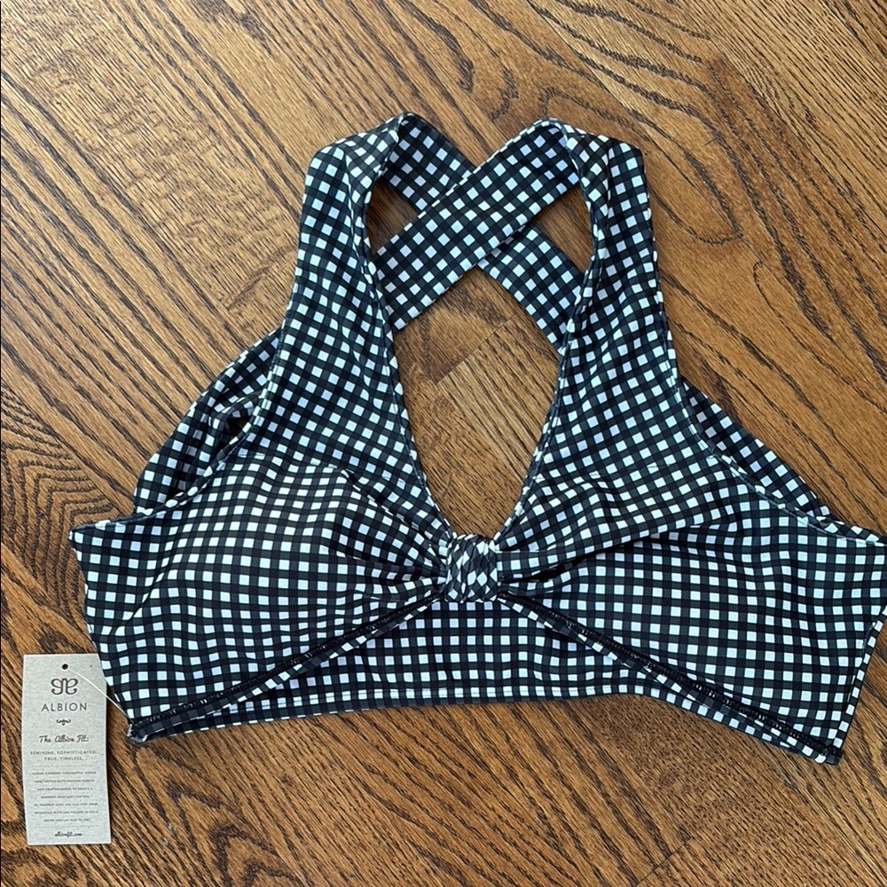Albion Fit Black and White Checkered Sports Bra